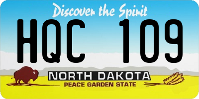ND license plate HQC109