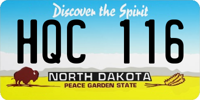 ND license plate HQC116