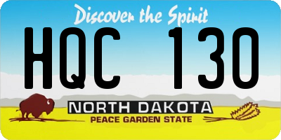 ND license plate HQC130