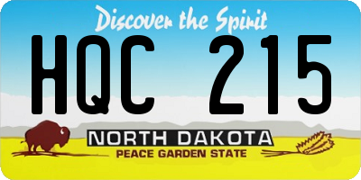 ND license plate HQC215