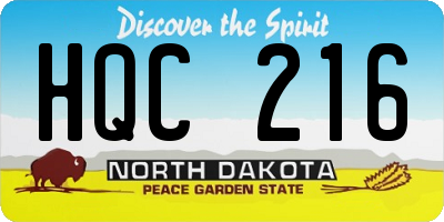 ND license plate HQC216