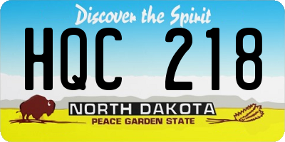 ND license plate HQC218
