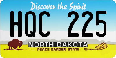 ND license plate HQC225