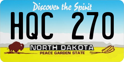 ND license plate HQC270