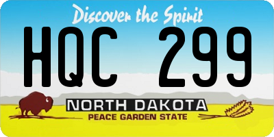 ND license plate HQC299