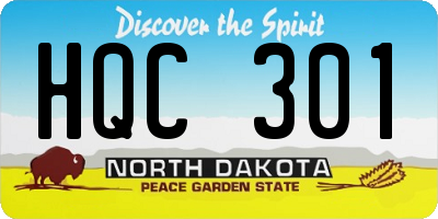 ND license plate HQC301