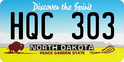 ND license plate HQC303