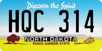 ND license plate HQC314