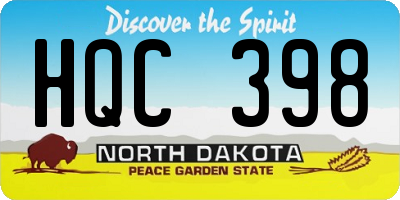 ND license plate HQC398