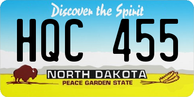 ND license plate HQC455
