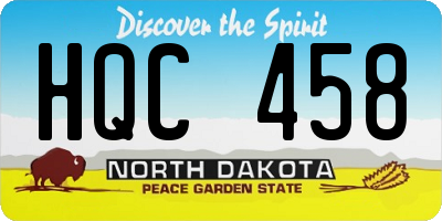 ND license plate HQC458