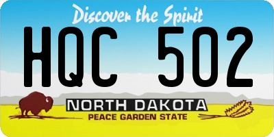 ND license plate HQC502