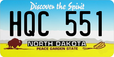 ND license plate HQC551