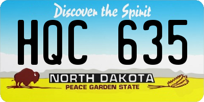 ND license plate HQC635