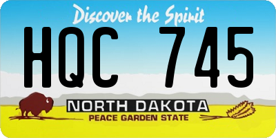ND license plate HQC745