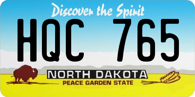 ND license plate HQC765