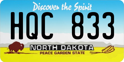 ND license plate HQC833