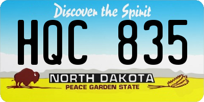 ND license plate HQC835