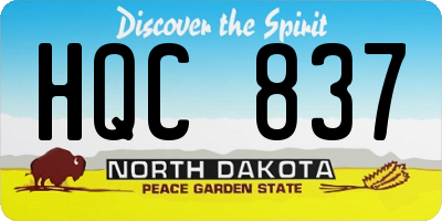 ND license plate HQC837