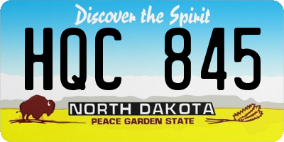 ND license plate HQC845