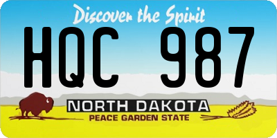 ND license plate HQC987