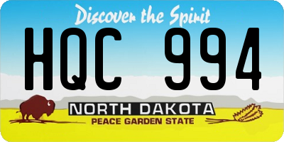 ND license plate HQC994