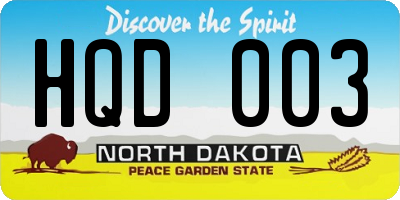 ND license plate HQD003
