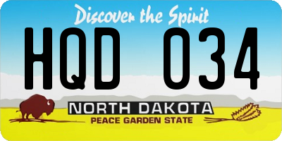 ND license plate HQD034