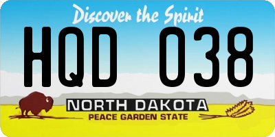 ND license plate HQD038