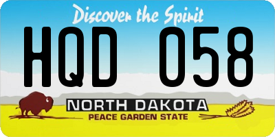 ND license plate HQD058
