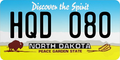 ND license plate HQD080