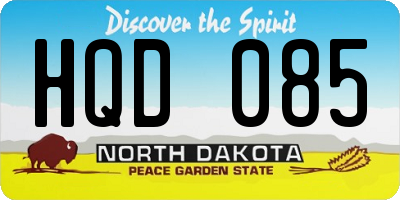 ND license plate HQD085