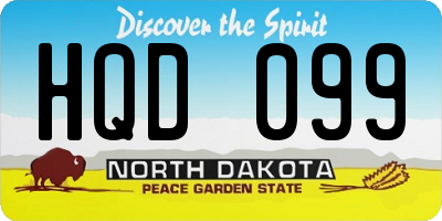 ND license plate HQD099