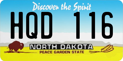 ND license plate HQD116