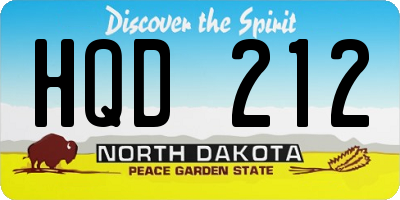 ND license plate HQD212