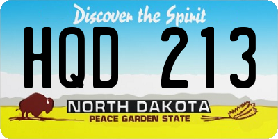 ND license plate HQD213