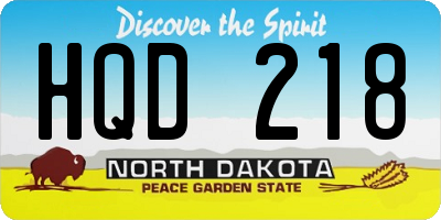 ND license plate HQD218