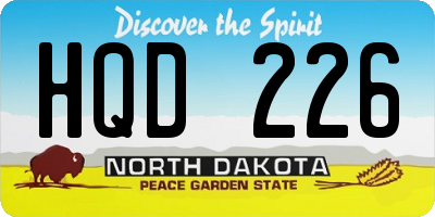 ND license plate HQD226