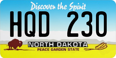 ND license plate HQD230
