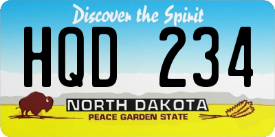 ND license plate HQD234