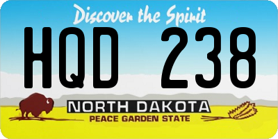 ND license plate HQD238