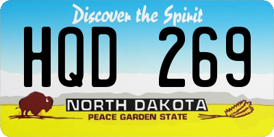 ND license plate HQD269