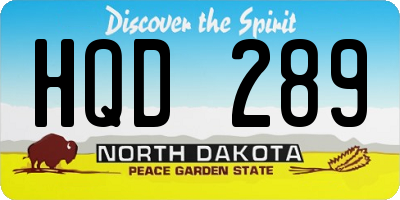 ND license plate HQD289