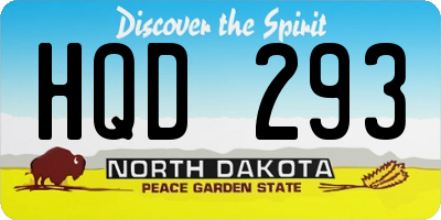ND license plate HQD293
