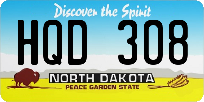 ND license plate HQD308