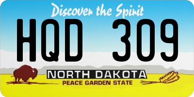 ND license plate HQD309