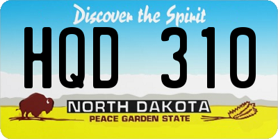ND license plate HQD310