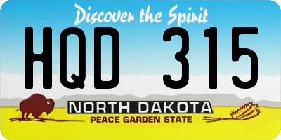 ND license plate HQD315