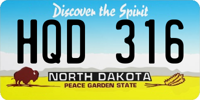 ND license plate HQD316