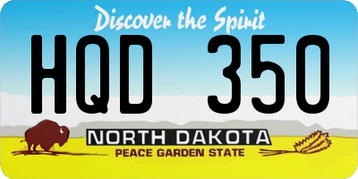 ND license plate HQD350
